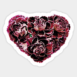 Carnations - Maroon Carnation Heart Sticker